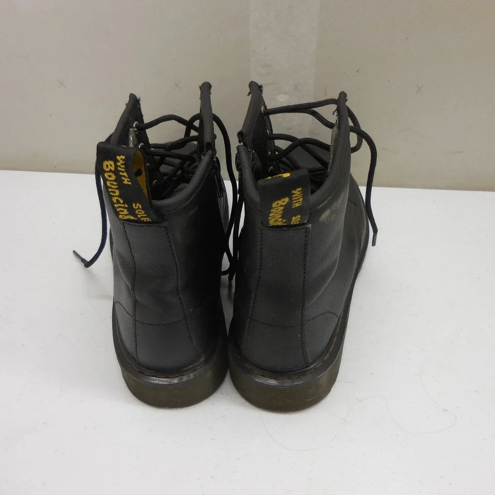 Dr. Martens 1460 J Black Leather Lace Up Side Zip Combat Boots Junior US 4M 5L